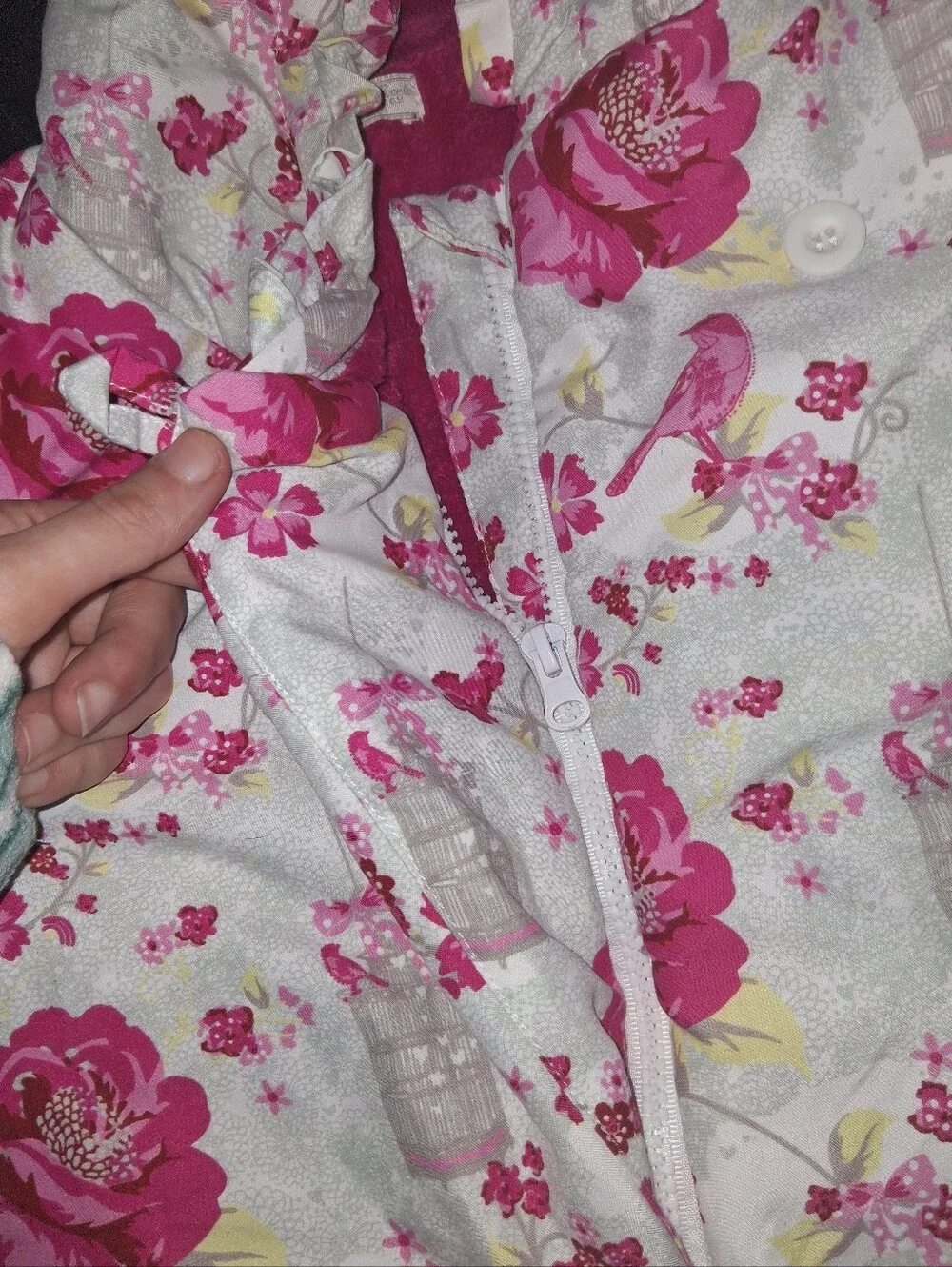Janie and Jack Pink Floral Hooded Snow Outtfit
